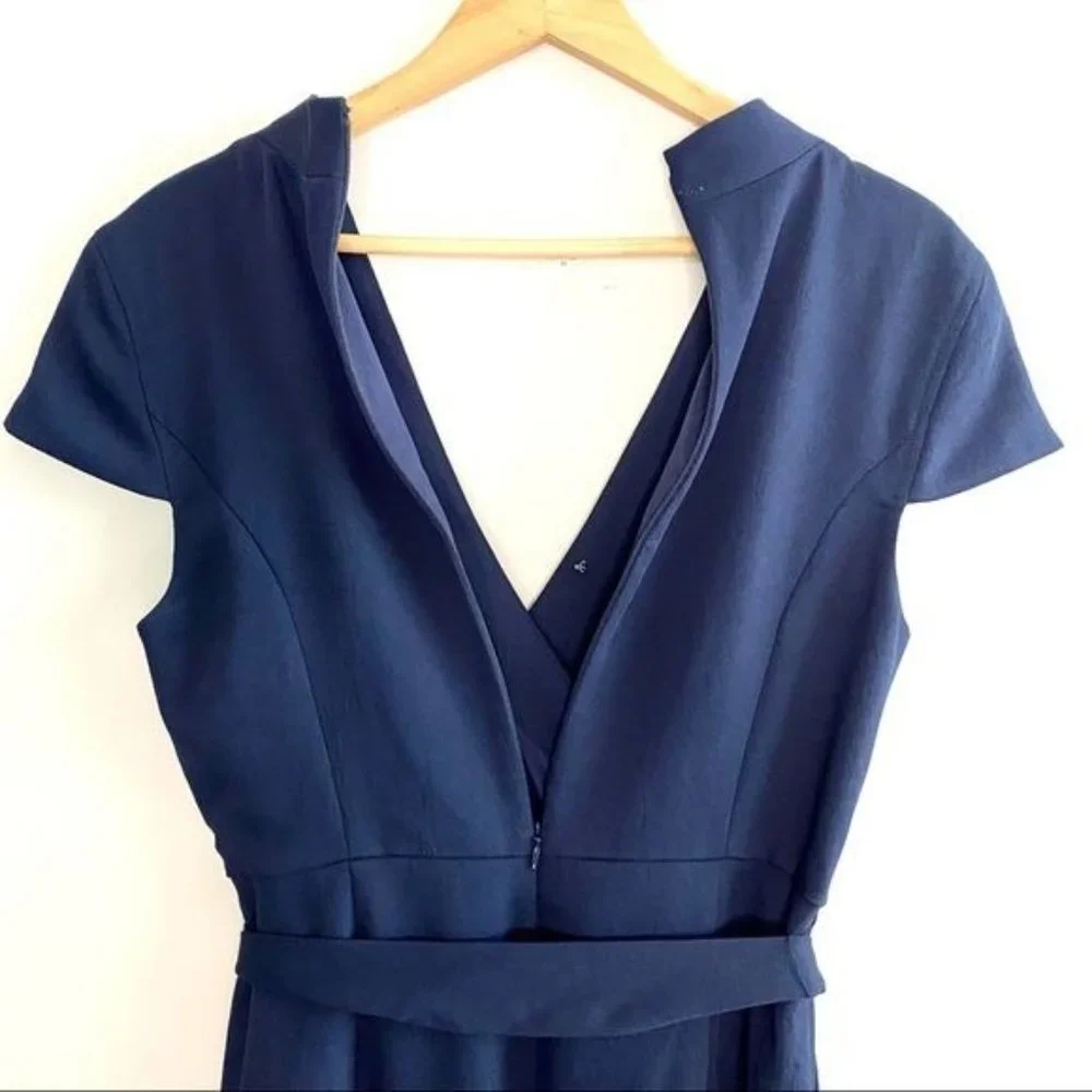 J. Crew Navy Wrap Sheath Midi Dress